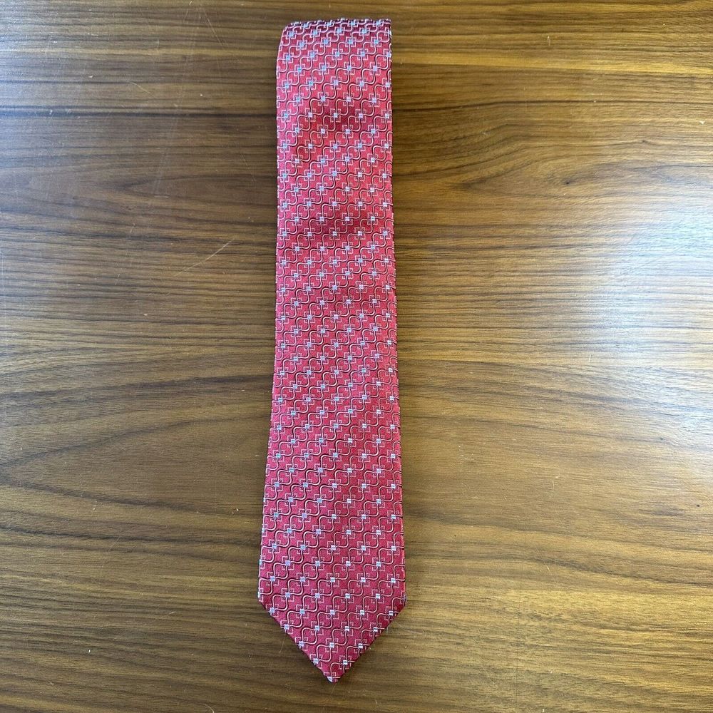 John W. Nordstrom Red Geometric Silk Tie